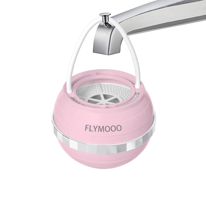 FLYMOOO فلتر الحمام للبانيو، فلتر مياه صنبور البانيو مع 8 مراحل و 2,500 جالون من الترشيح لتقليل الملوثات لبشرة أنعم وأملس (وردي) - Image 1